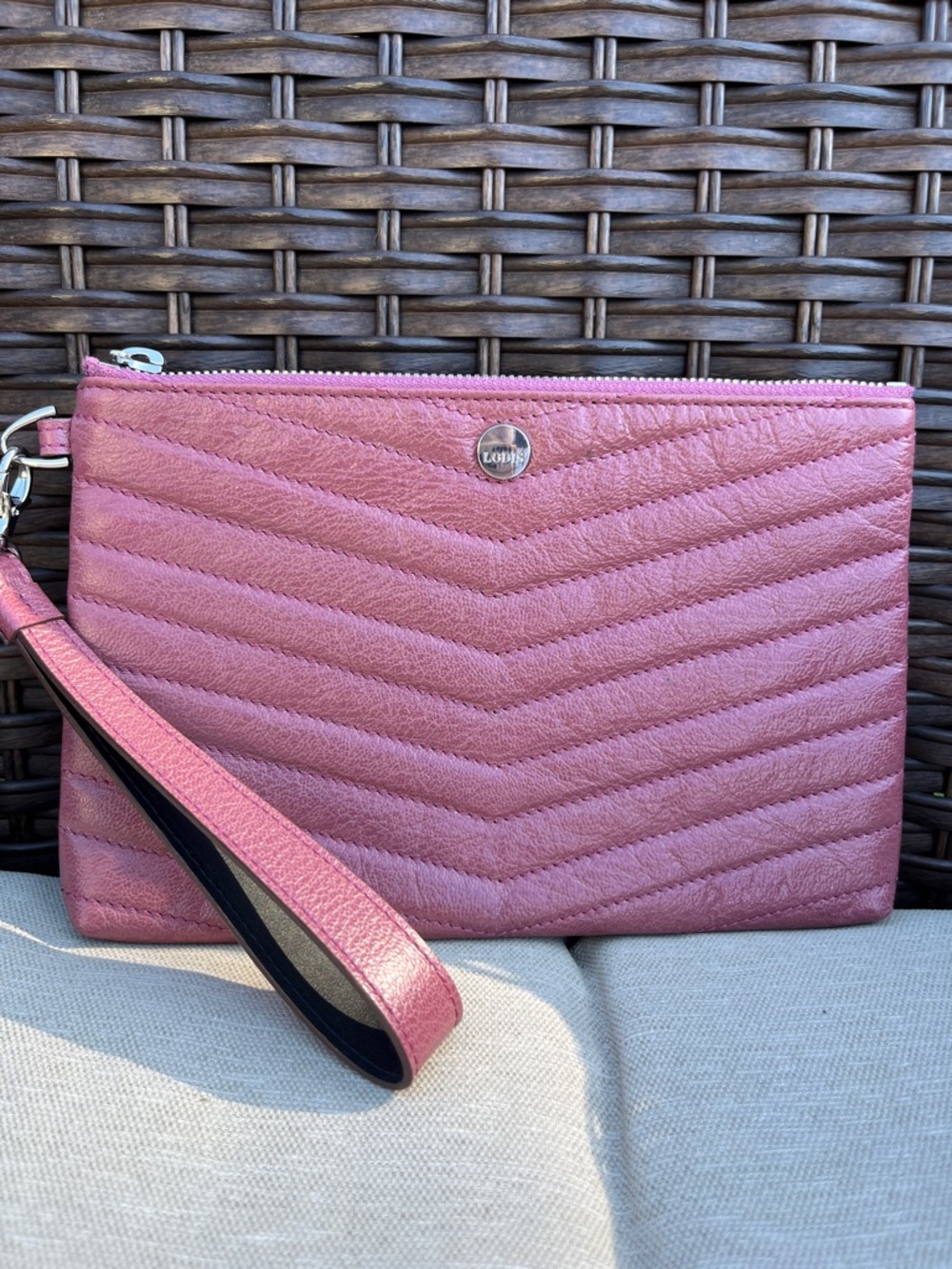 NWOT Lodis Pink Quilted Chevron Wristlet Clutch
